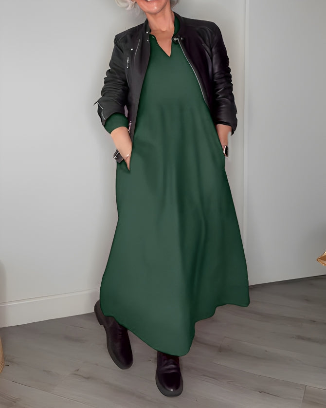 Jane | Slimming Long Dress With V-Neck