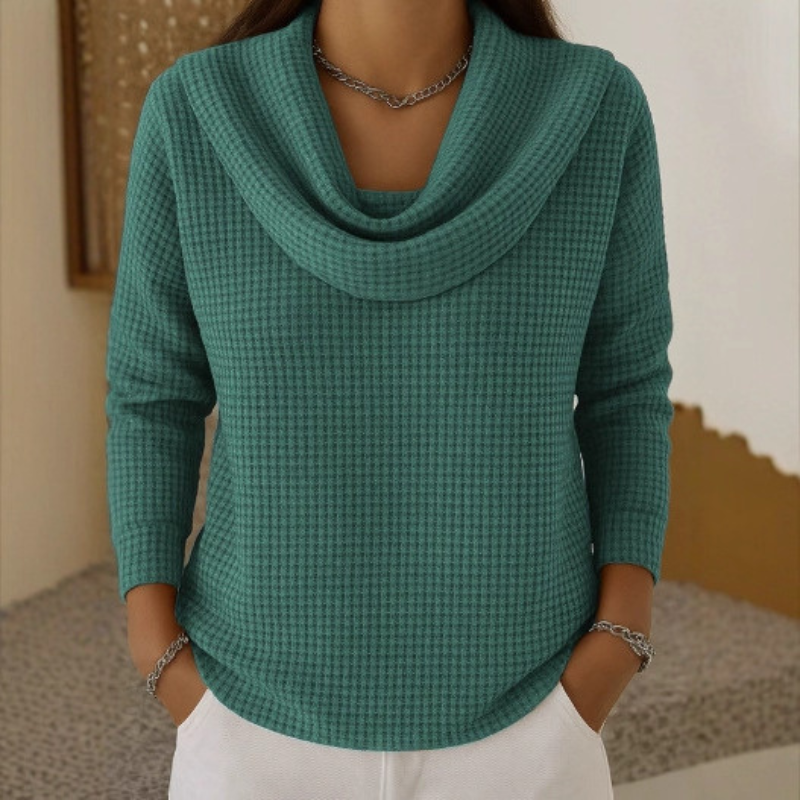 Caitlin™ | Cozy Waffle Knit with Draped Neck