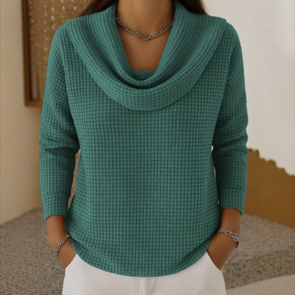 Caitlin™ | Cozy Waffle Knit with Draped Neck