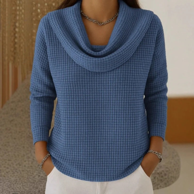 Caitlin™ | Cozy Waffle Knit with Draped Neck
