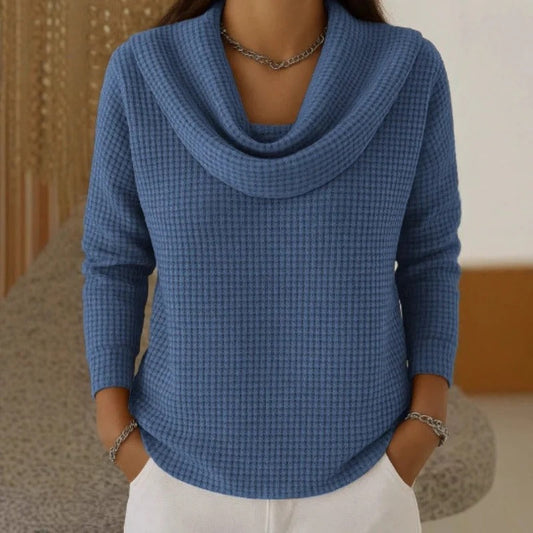 Caitlin™ | Cozy Waffle Knit with Draped Neck
