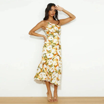 Daniella | Asymmetrical Maxi Dress with Floral Pattern