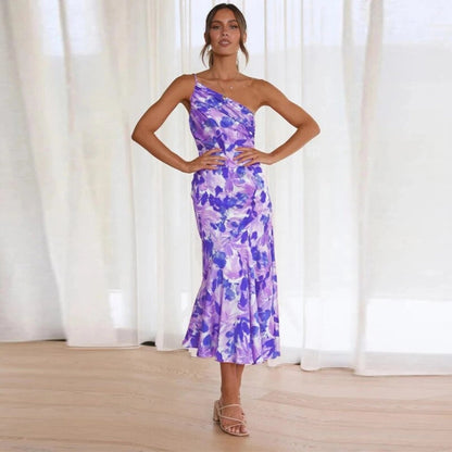 Daniella | Asymmetrical Maxi Dress with Floral Pattern