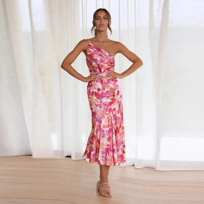 Daniella | Asymmetrical Maxi Dress with Floral Pattern