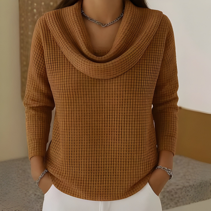 Caitlin™ | Cozy Waffle Knit with Draped Neck