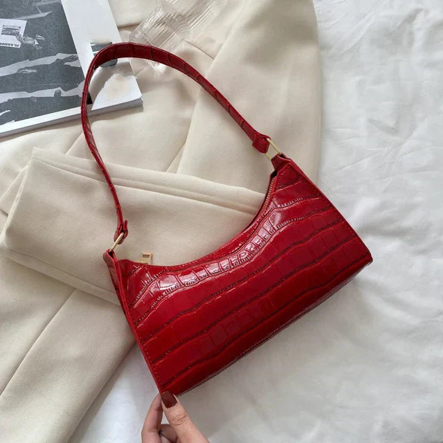 Maisie | Shiny shoulder bag with alligator pattern
