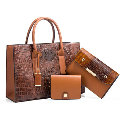 Margaret | Elegant crocodile-print handbag set