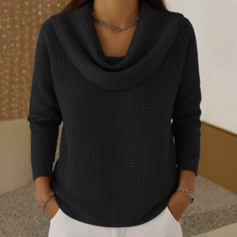 Caitlin™ | Cozy Waffle Knit with Draped Neck